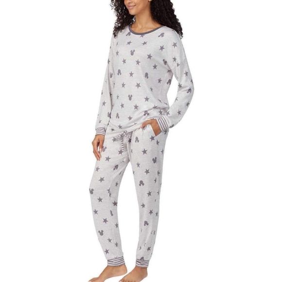 Disney Mickey Mouse Print Women's 2 Piece Pajama Set Grey Black Size XL - Picture 10 of 10